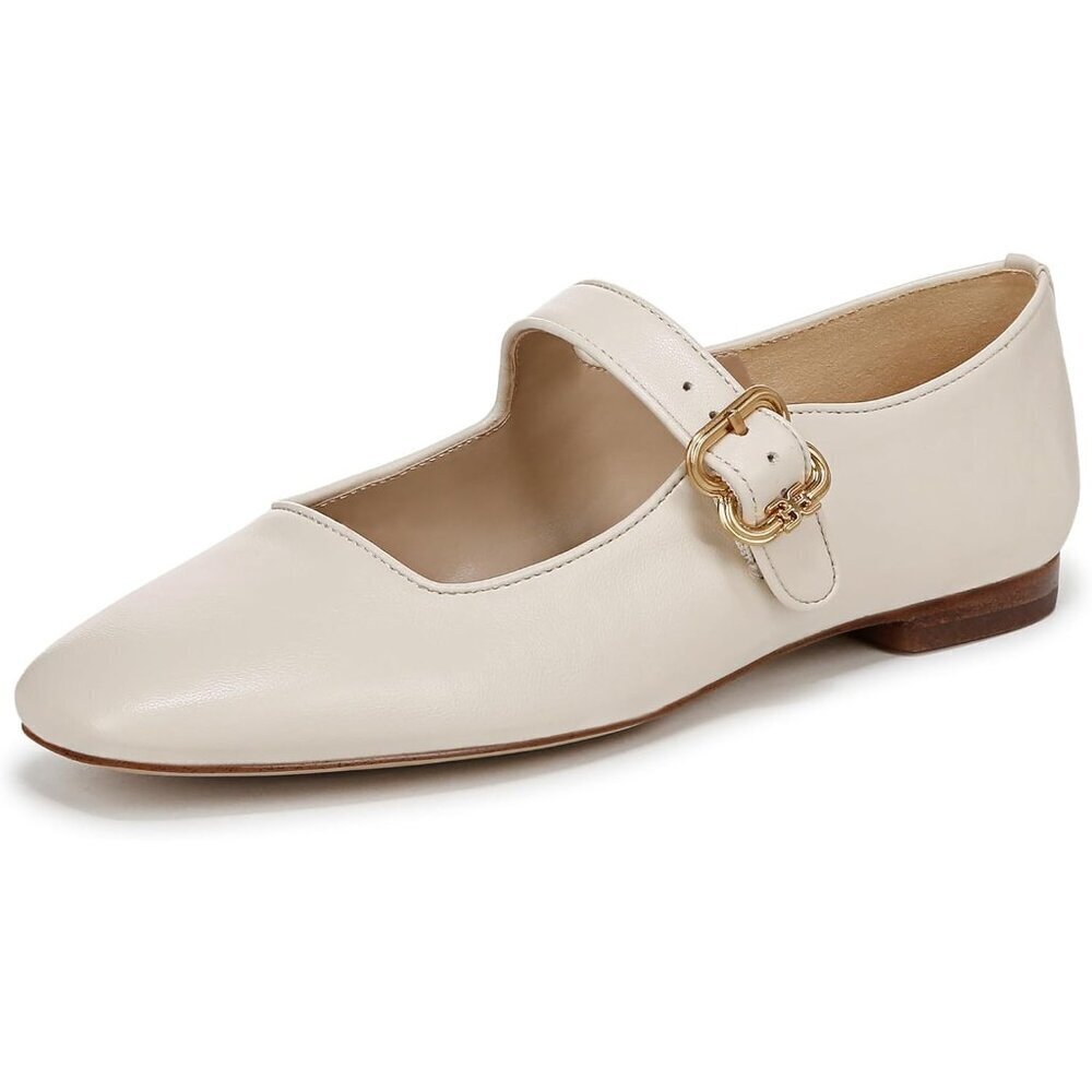 Sam Edelman Womens Modern Ivory Leather  Michaela Mary Jane Ballets Flat Shoes